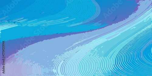 Abstract flowing lines and brush strokes in shades of blue and purple create a dynamic background