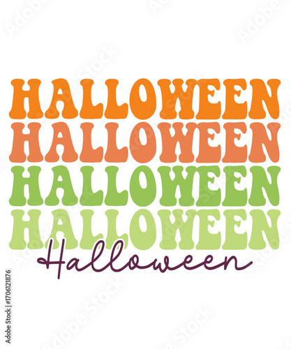 Happy Halloween typography clip art design on plain white transparent isolated background for card, shirt, hoodie, sweatshirt, apparel, card, tag, mug, icon, poster or badge