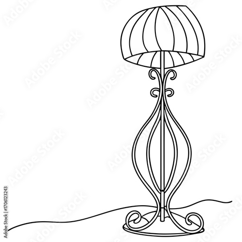 Stylish Floor Lamp Illustration A decorative lighting fixture with graceful lines and a vintage charm