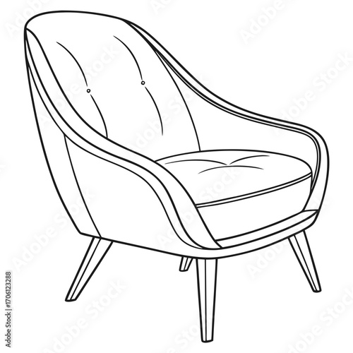 Elegant Armchair Illustration A Stylish Furniture Piece in Line Art Form