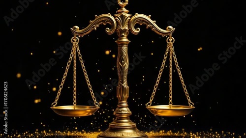 Antique golden scales balance