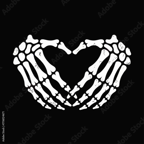 Structure Design a soldier, monochrome graphic of skeletal hands that form the center of a heart structure.