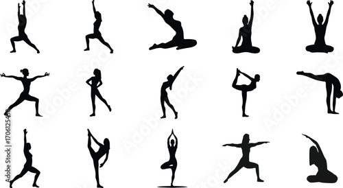 Yoga Silhouette Vector Collection – Poses for Balance, Flexibility, Wellness