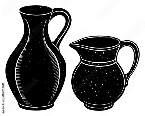 Pitcher Jug Silhouette, Rustic Thanksgiving Beverage Icon SVG