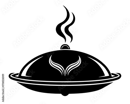 Serving Dish Silhouette with Steam, Thanksgiving Dinner SVG