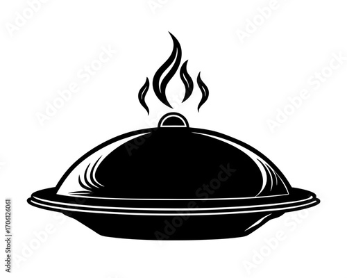 Serving Dish Silhouette with Steam, Thanksgiving Dinner SVG