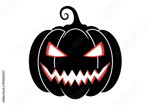 "Evil Pumpkin Face Silhouette Vector for Halloween Decoration"