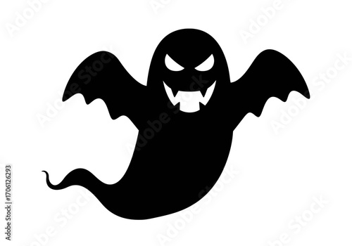 "Spooky Vampire Ghost Silhouette Vector for Halloween Design"
