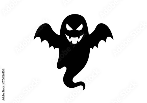 "Spooky Vampire Ghost Silhouette Vector for Halloween Design"