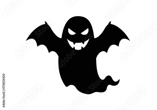"Spooky Vampire Ghost Silhouette Vector for Halloween Design"