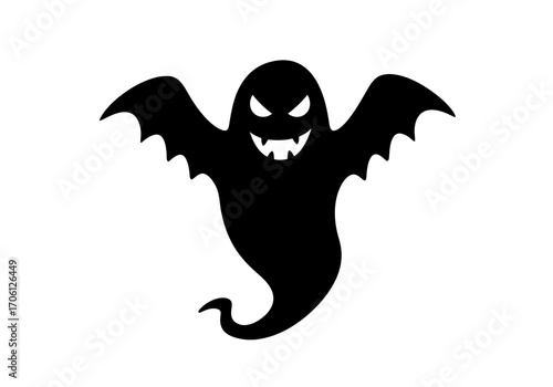"Spooky Vampire Ghost Silhouette Vector for Halloween Design"