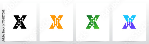 Letter Cut Stitch Together by Lines Nodes Initial Logo Design X