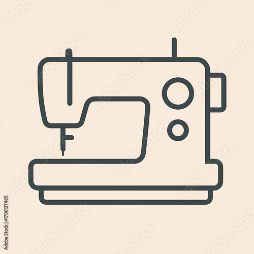 Minimalist illustration of a sewing machine in line art style