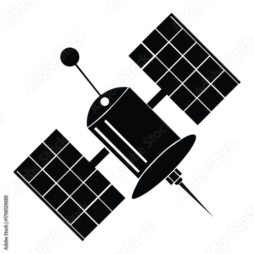 Vector art of satellite with solar panels