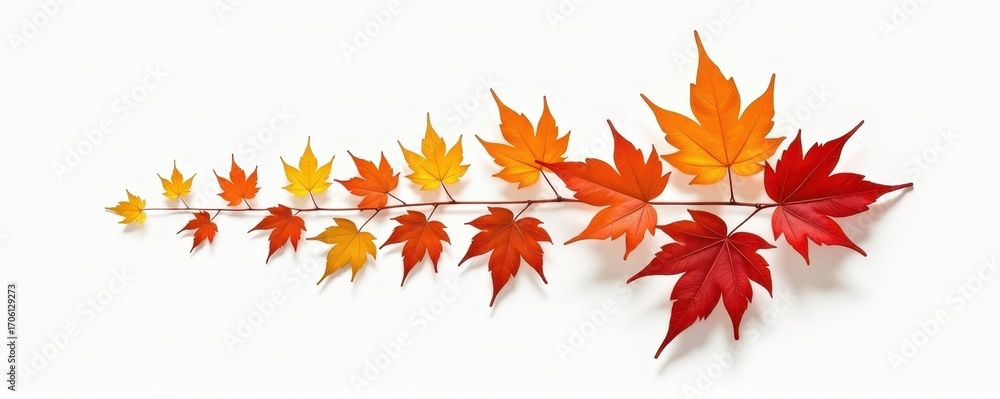Fototapeta premium Flat Lay Maple Leaves Arrow Gradient