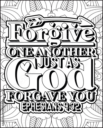 Bible Verse Quote Coloring Page for Adults. Christian Bible Coloring Page 