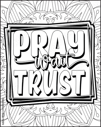 Bible Verse Quote Coloring Page for Adults. Christian Bible Coloring Page 