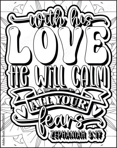 Bible Verse Quote Coloring Page for Adults. Christian Bible Coloring Page 