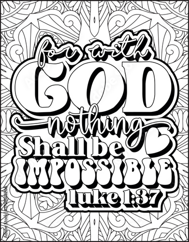 Bible Verse Quote Coloring Page for Adults. Christian Bible Coloring Page 