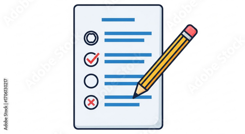 Checklist with pencil, representing tasks, todo lists, surveys, and planning for effective organization