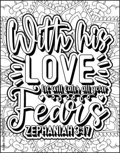 Bible Verse Quote Coloring Page for Adults. Christian Bible Coloring Page 