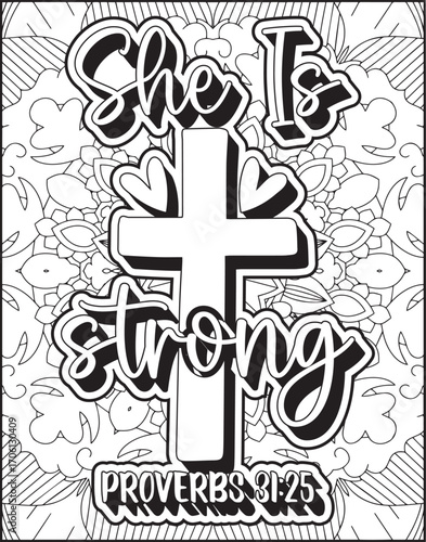 Bible Verse Quote Coloring Page for Adults. Christian Bible Coloring Page 