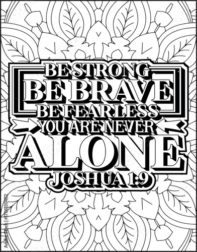 Bible Verse Quote Coloring Page for Adults. Christian Bible Coloring Page 