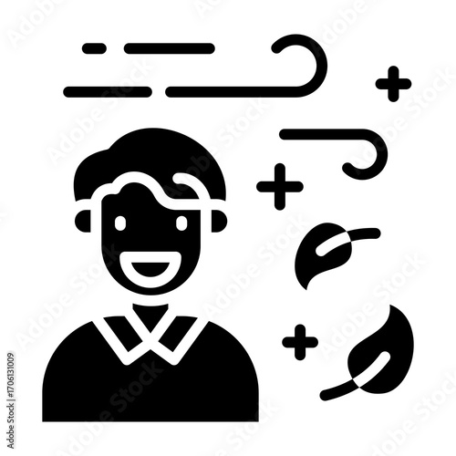 Fresh Air Glyph Vector Icon 