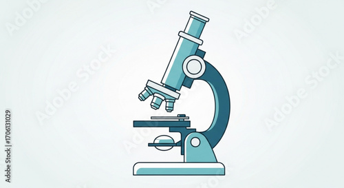 Detailed illustration of a microscope, a scientific instrument for viewing small objects, symbolizing research and discovery