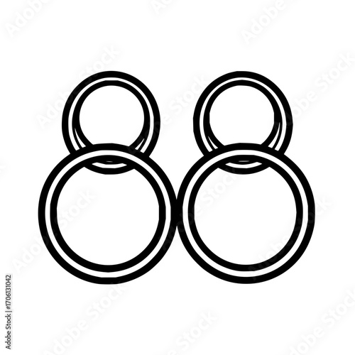Two sets of double concentric circles stacked vertically in a symmetrical arrangement on a white background