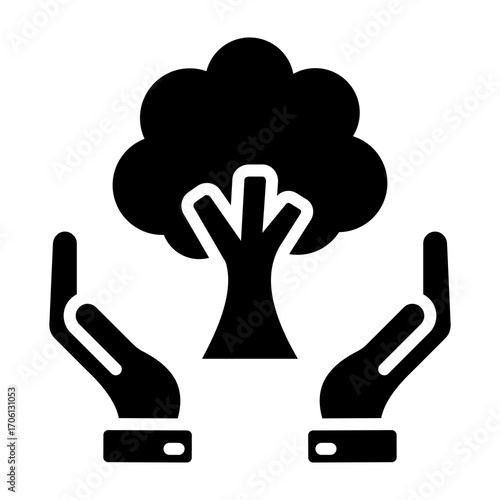 Tree Care Glyph Vector Icon 