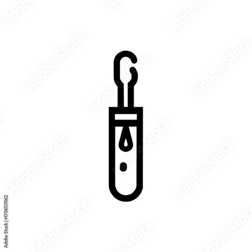 Outline style illustration showing a blackhead remover tool inside a container with a drop inside it