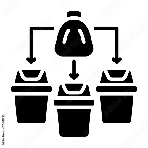 Waste Sorting Glyph Vector Icon 