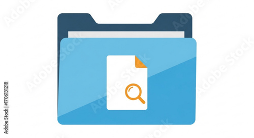 File folder with magnifying glass document search and data analysis concept information management and organization