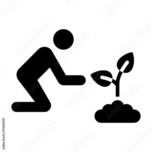 Tree Planting Glyph Vector Icon