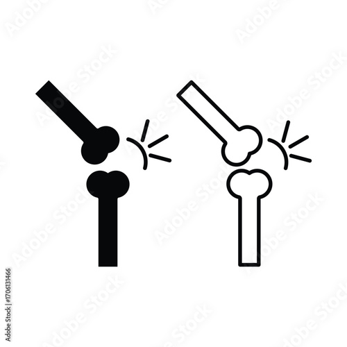 joint pain icon knee injury silhouette and outline