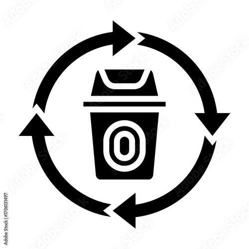 Zero Waste Glyph Vector Icon