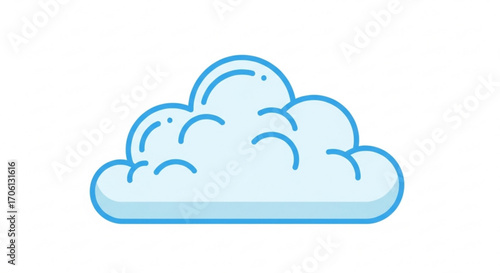 Illustration of a fluffy cloud with blue outline, perfect for weather forecasts and childrens books