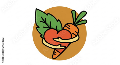 Illustration of a heart hugging a carrot, symbolizing healthy eating and love for vegetables