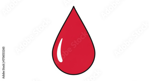 A single, vibrant red blood drop, symbolizing life, health, and medical concepts for clarity