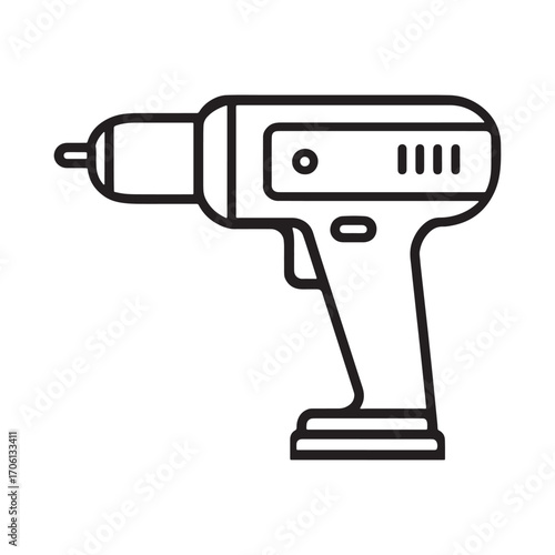 Vector illustration of electric drill. Electric drill outline.