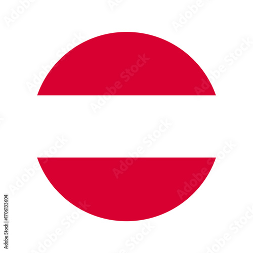 Austrian flag in the shape of circle, flat vector illustration.	

