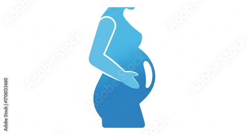 A pregnant woman silhouette in blue, symbolizing maternity, motherhood, family, and the miracle of new life