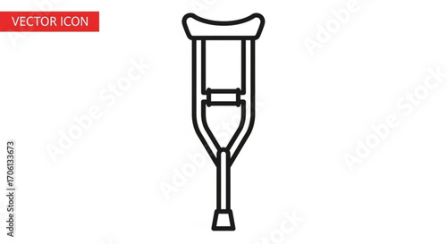 A line art illustration of a forearm crutch, providing mobility assistance and support for individuals with injuries or disabilities