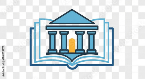 Education icon vector illustration for learning, knowledge, and university concepts with book and building