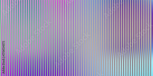 3d transparent ribbed glass background with refraction and holographic effect. Reeded glass with rainbow gradient. Render of corrugated wall with overlay reflection light on dark. 3d vector background