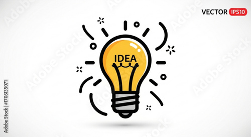 Light bulb with idea word, creative thinking and innovation concept, vector illustration for web design