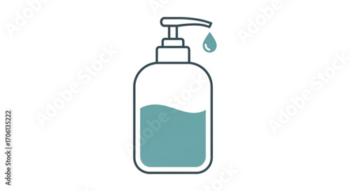 Illustration of a hand sanitizer bottle with a pump, concept of hygiene and disease prevention for health care