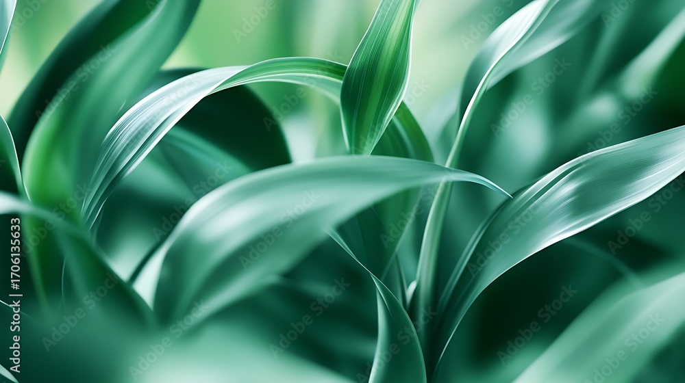 Fototapeta premium Vibrant Green Foliage Closeup with Textured Leaves in Natural Light and Detailed Vein-generative ai