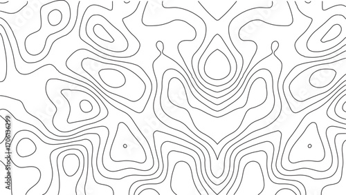 Topographic Contour Map Background.Topographic beautiful white and black contour topo wavy pattern map line design, Abstract Vector Wave Grid With Mountain Relief.